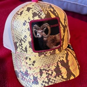 Goorin Bros The Farm Trucker Hat Headbanger Ram Snakeskin Creme Limited Banger